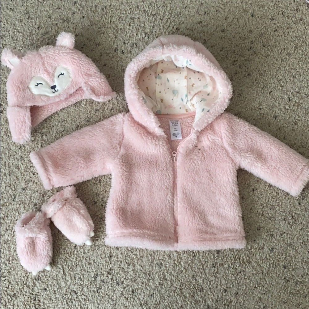 Baby fleece coat, hat and mittens - Picture 8 of 8